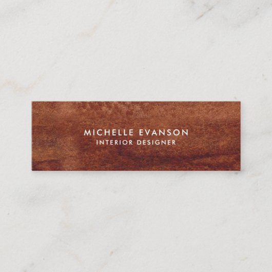 Cool Brown Waterverf Wood Look Professioneel Mini Visitekaartje (Voorkant)