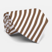 Cool brown white stripe pattern  stropdas (Opgerold)