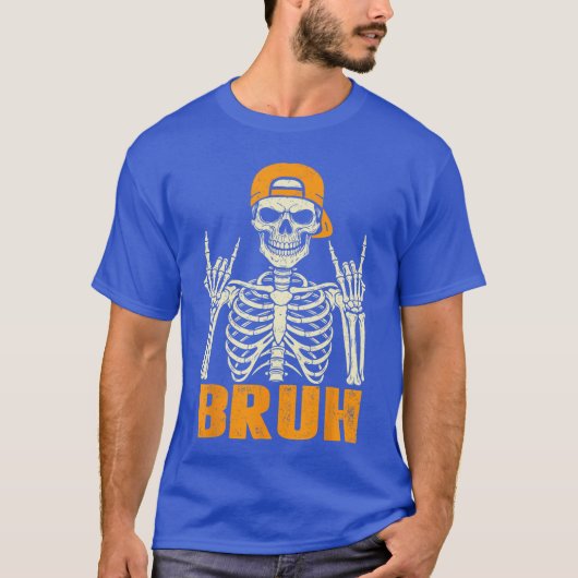 Cool Bruh Rocker Skeleton Halloween Punk Rock Men T-shirt (Voorkant)