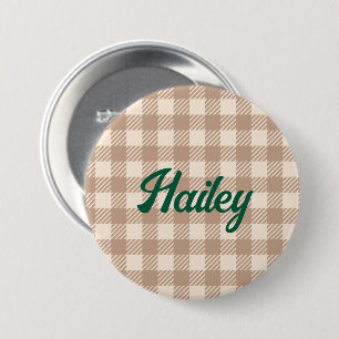 Cool bruin beige gingham preppy plaid gecontroleer ronde button 7,6 cm