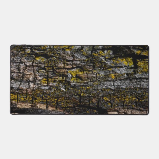 Cool Bruin grijs geel mossy hout schors Bureaumat (Voorkant)