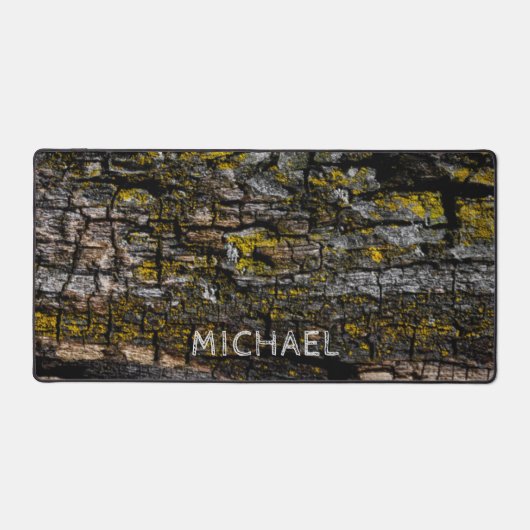 Cool Bruin mossy hout schors Uw aangepaste naam Bureaumat (Voorkant)