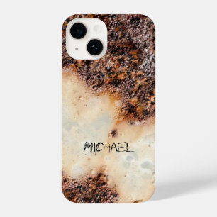 Cool bruin roestig metaal textuur Custom naam iPhone 14 Hoesje