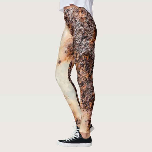 Cool bruin roestig metaal textuur Custom naam Leggings (Links)