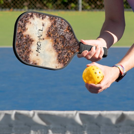 Cool bruin roestig metaal textuur Custom naam Pickleball Paddle (Insitu)