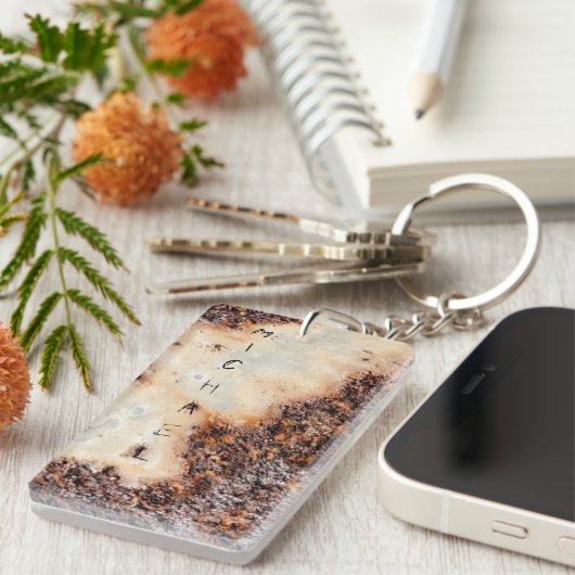 Cool bruin roestig metaal textuur Custom naam Sleutelhanger (Voorkant Rechts)