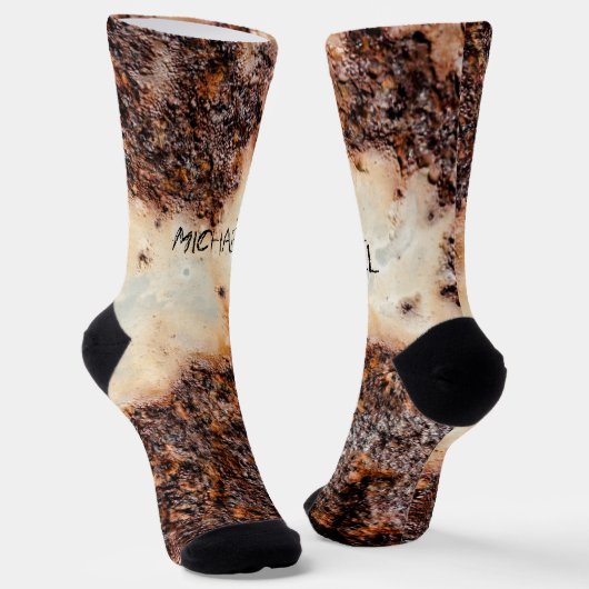 Cool bruin roestig metaal textuur Custom naam Sokken (Gebogen)