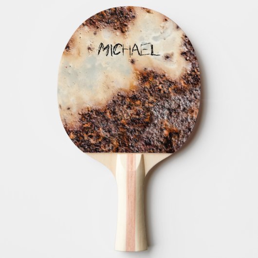 Cool bruin roestig metaal textuur Custom naam Tafeltennisbatje (Voorkant)