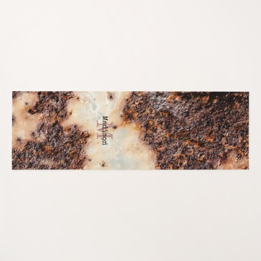 Cool bruin roestig metaal textuur Custom naam Yogamat (Voorkant (horizontaal))