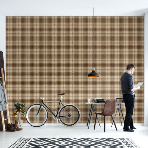 Cool Bruin wit geruit betegeld patroon Behang