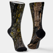 Cool Bruine mossy wood bark yellow lichen Monogram Sokken (Gebogen)