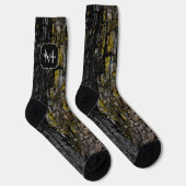 Cool Bruine mossy wood bark yellow lichen Monogram Sokken (Rechts)