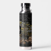 Cool Bruine mossy wood bark yellow lichen Monogram Waterfles (Links)