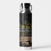 Cool Bruine mossy wood bark yellow lichen Monogram Waterfles (Achterkant)