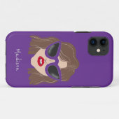 Cool Brunette with Glasses Purple Custom Name Case-Mate iPhone Case (Achterkant (horizontaal))