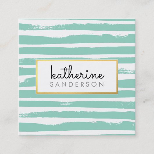 COOL BRUSH STROKE creatief modern zwart faux goud Vierkante Visitekaartje (Voorkant)