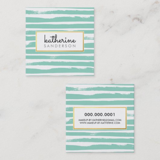 COOL BRUSH STROKE creatief modern zwart faux goud Vierkante Visitekaartje (Voorkant / Achterkant)