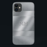 Cool Brushed Metal Look Monogram iPhone 11 Hoesje<br><div class="desc">Cool,  elegant en minimalistisch geborsteld metal look smartphone hoesje kunt u uw initialen toe te voegen aan die eruit zal zien als een gegraveerd effect.</div>