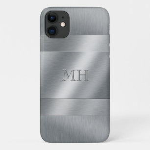 Cool Brushed Metal Look Monogram iPhone 11 Hoesje