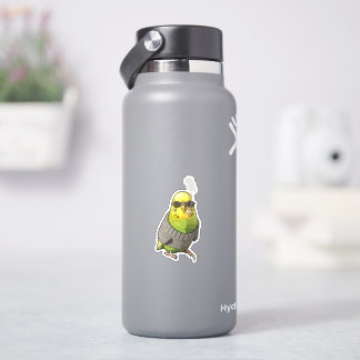 Cool Budgie in Grey Sweater and Sunglasses Illustr Sticker