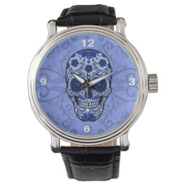 Cool Bue Sugar Skull herenhorloge Horloge