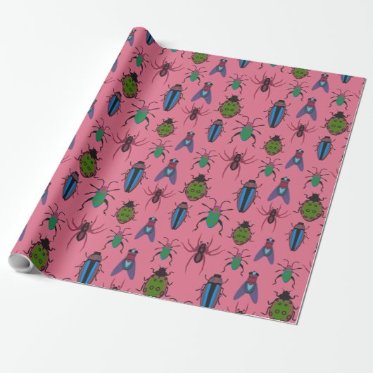 Cool Bugs Pattern Cadeaupapier (Uitgerold)