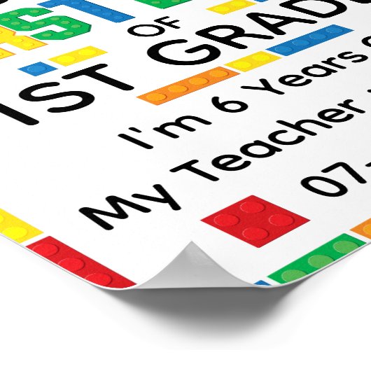 Cool Building Blocks Custom Eerste Dag van de Scho Poster (Hoek)