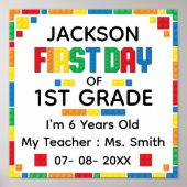 Cool Building Blocks Custom Eerste Dag van de Scho Poster (Voorkant)