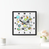 Cool Buitenspatie-astronauten & Rockets-patroon Vierkante Klok (Huis)