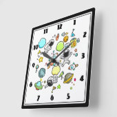 Cool Buitenspatie-astronauten & Rockets-patroon Vierkante Klok (Hoek)