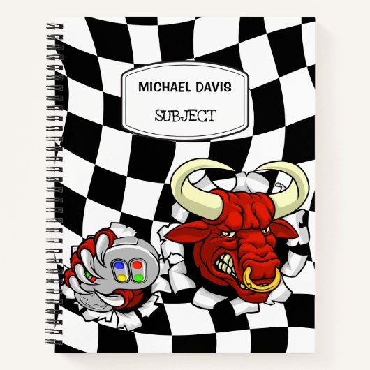 Cool Bull Minotaur Holding Video Game Controller Notitieboek (Voorkant)