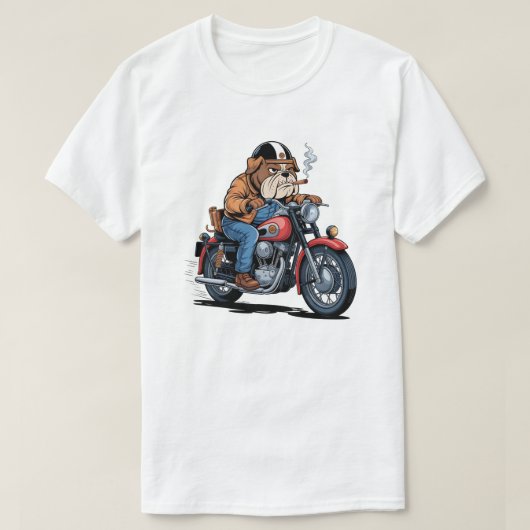 Cool Bulldog Biker on Classic Motorcycle T-shirt (Design voorkant)
