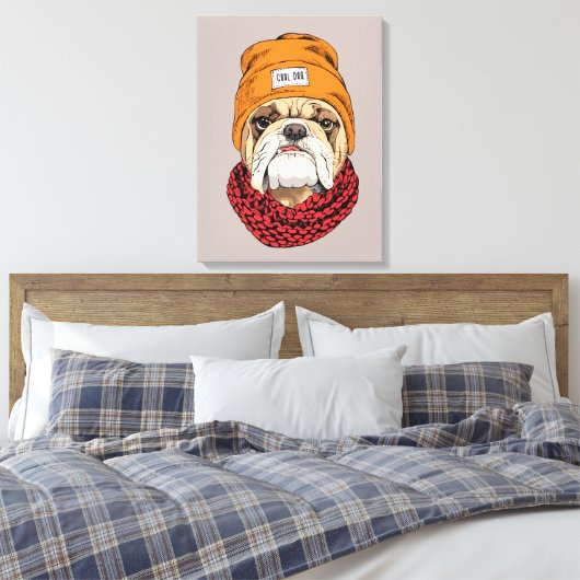 Cool Bulldog Canvas Afdruk (Insitu (Slaapkamer))