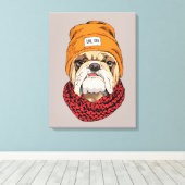 Cool Bulldog Canvas Afdruk (Insitu (Houten vloer))