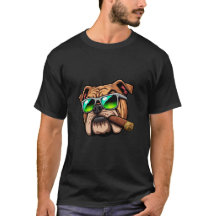 Cool Bulldog Gezicht Met Sigaar En Zonnebril 