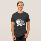 Cool Bulldog Illustration Tri-Blend Shirt (Voorkant volledig)