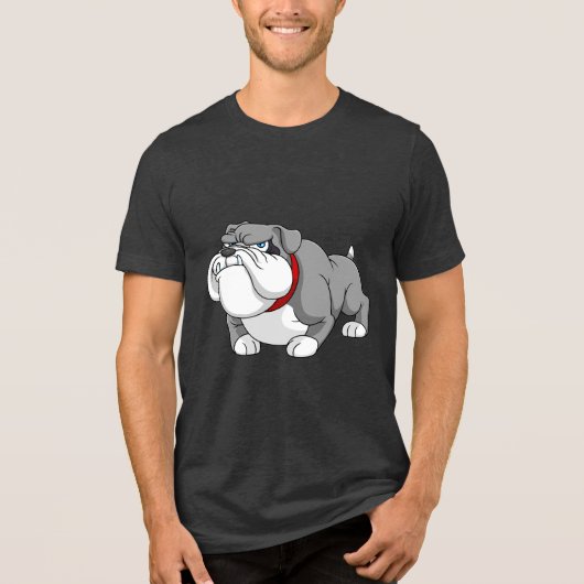 Cool Bulldog Illustration Tri-Blend Shirt (Voorkant)