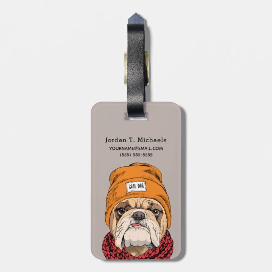 Cool Bulldog | Jouw namen toevoegen Bagagelabel (Achterkant verticaal)
