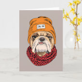 Cool Bulldog Kaart (Gele Bloem)