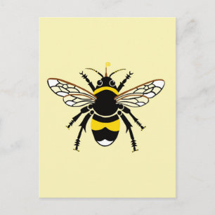 Cool Bumble BEE - Insect - Wildlife - Geel Briefkaart