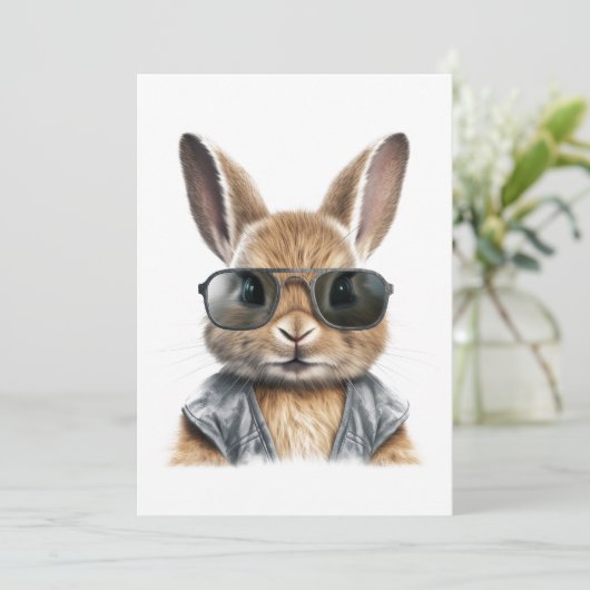 Cool Bunny Blank Wenskaart Kaart (Staand voorkant)