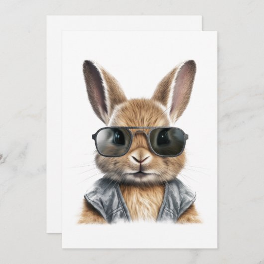 Cool Bunny Blank Wenskaart Kaart (Voorkant / Achterkant)