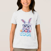 Cool Bunny Easter Personalized Name Kids Tri-Blend Shirt (Voorkant)