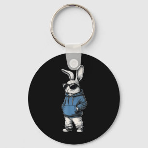 Cool Bunny Face Zonnebrillen Konijn Happy Paasdag Sleutelhanger