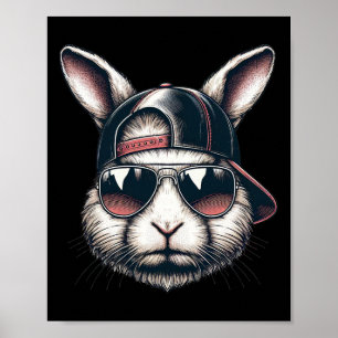 Cool Bunny Gezicht Met Zonnebrillen Happy Easter B Poster