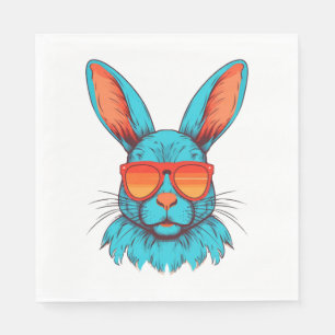 Cool Bunny Gezicht Zonnebril Voor Pasen Konijn Servet