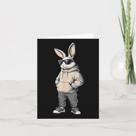Cool Bunny Happy Easter Day Rabbit Sungles Mannen  Kaart (Voorkant)