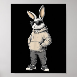 Cool Bunny Happy Easter Day Rabbit Sungles Mannen Poster