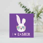 Cool Bunny Love Pasen Kaart (Staand voorkant)