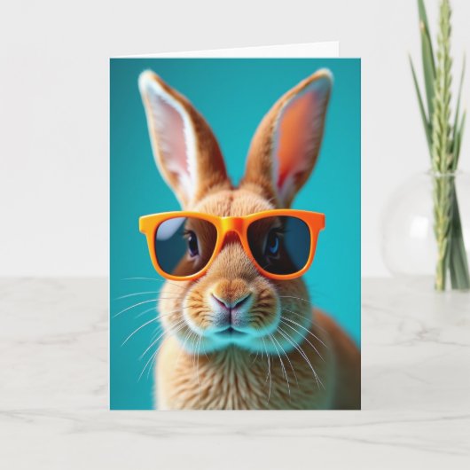 Cool Bunny Portrait Card Kaart (Voorkant)